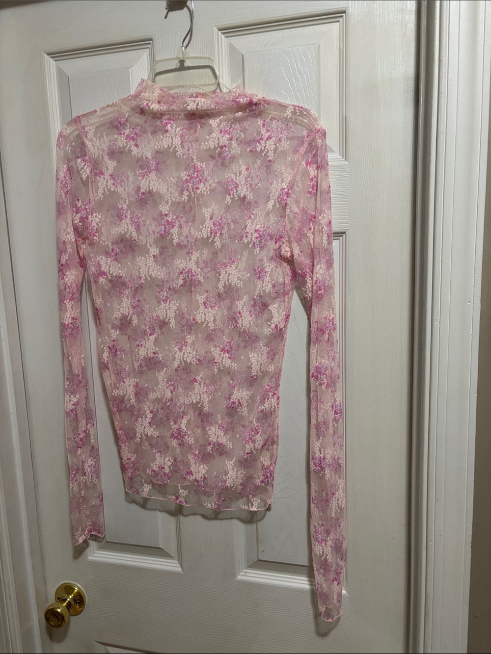 Free People Pink Floral Sheer Long-Sleeve Top